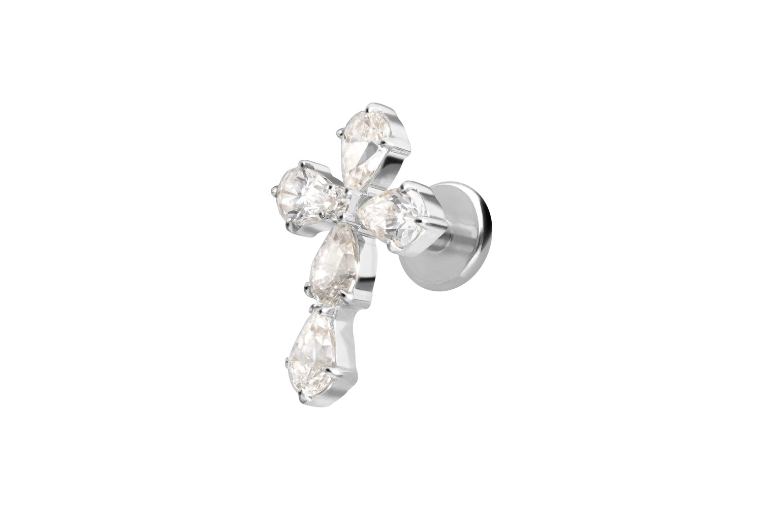 Titan Labret Piercing mit Innengewinde KRISTALLKREUZ